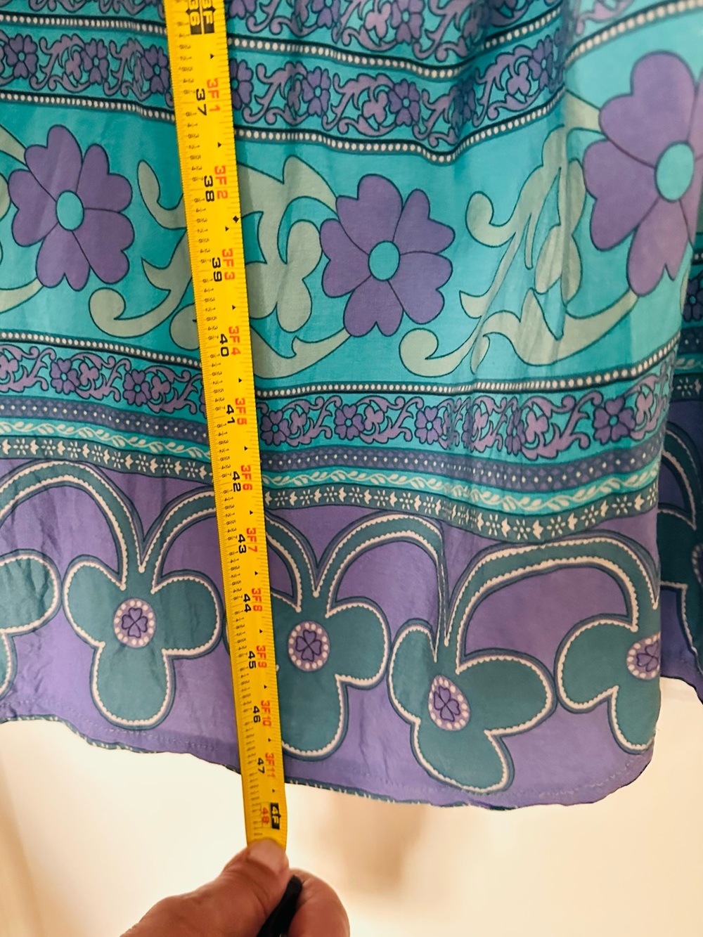 Floral Satin Kimono Robe in Teal & Purple - Picture 5 of 6